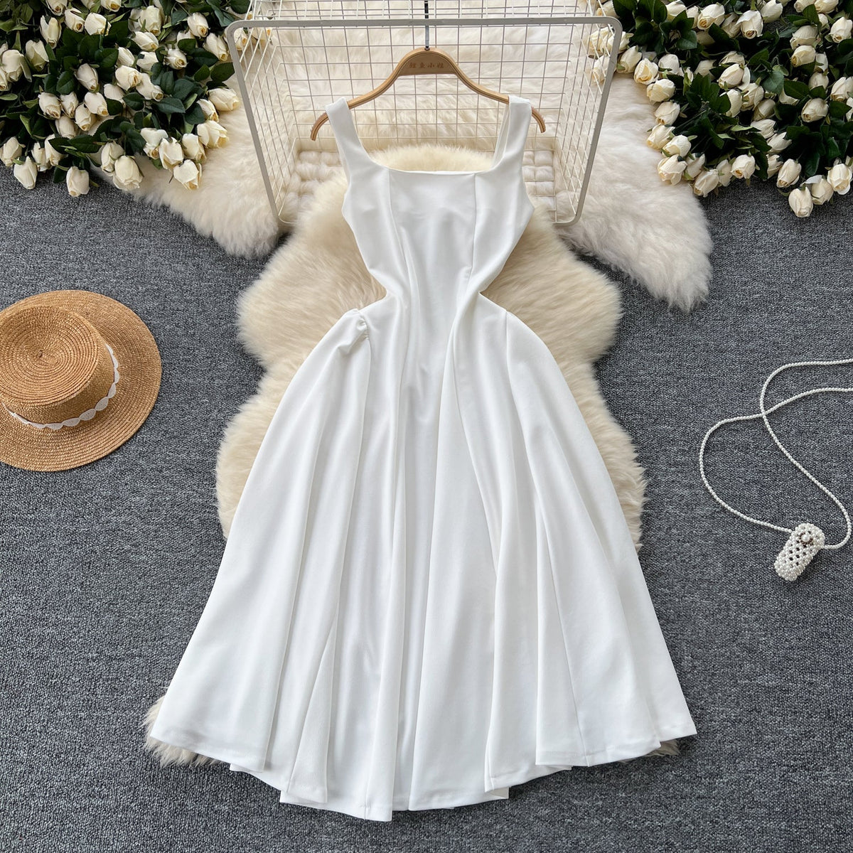 Vintage Square Neckline Slip Dress
