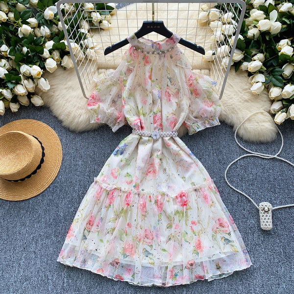 Fairy Beaded Hollowed Floral Dress