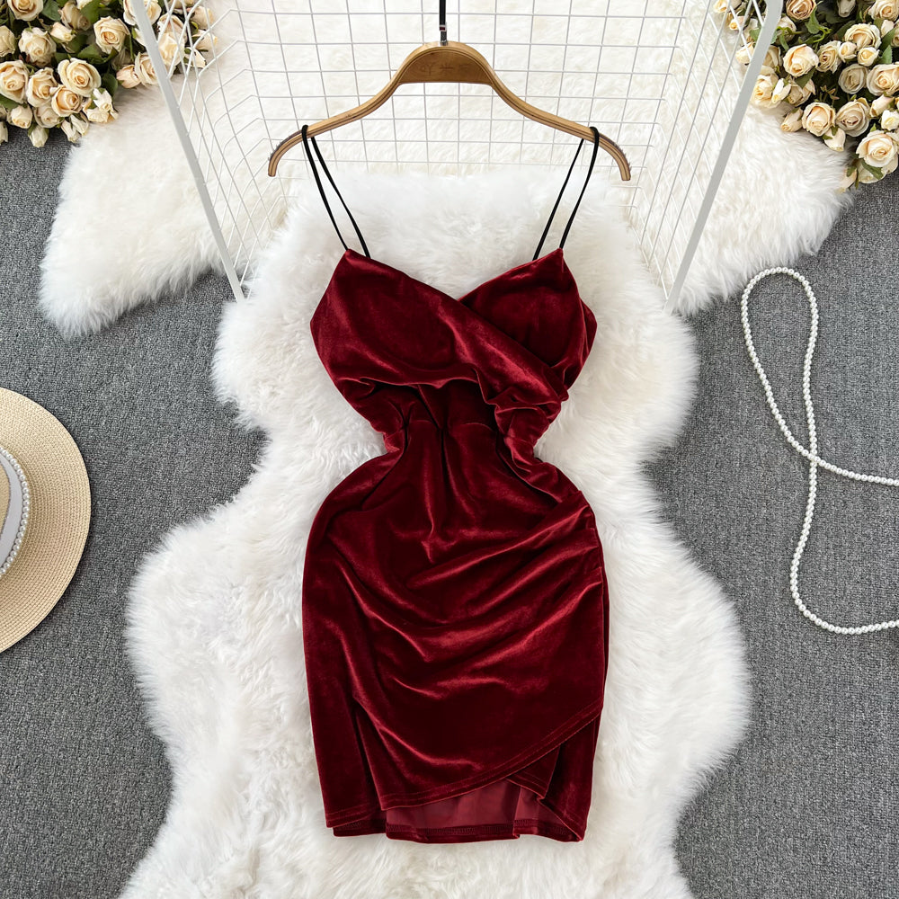 Sexy Velvet Slip Bottoming Dress