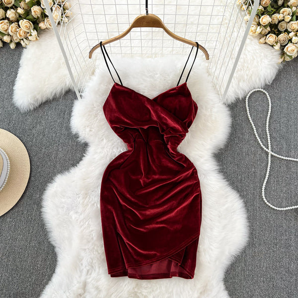 Sexy Velvet Slip Bottoming Dress