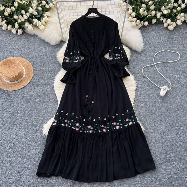 Vintage Lace Patchwork Ruffled Dress