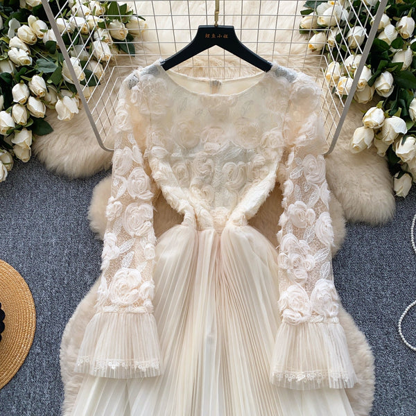 3D Floral Patchwork Mesh Dress