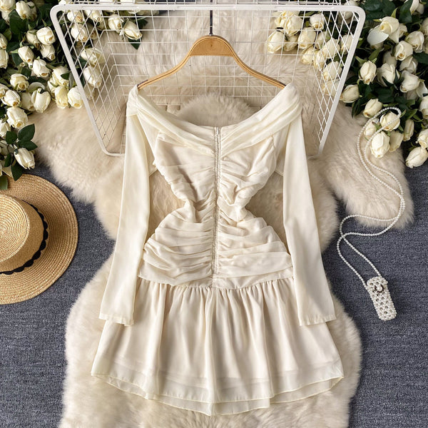 Off-shoulder Bow Hollowed Puffy Sleeve
