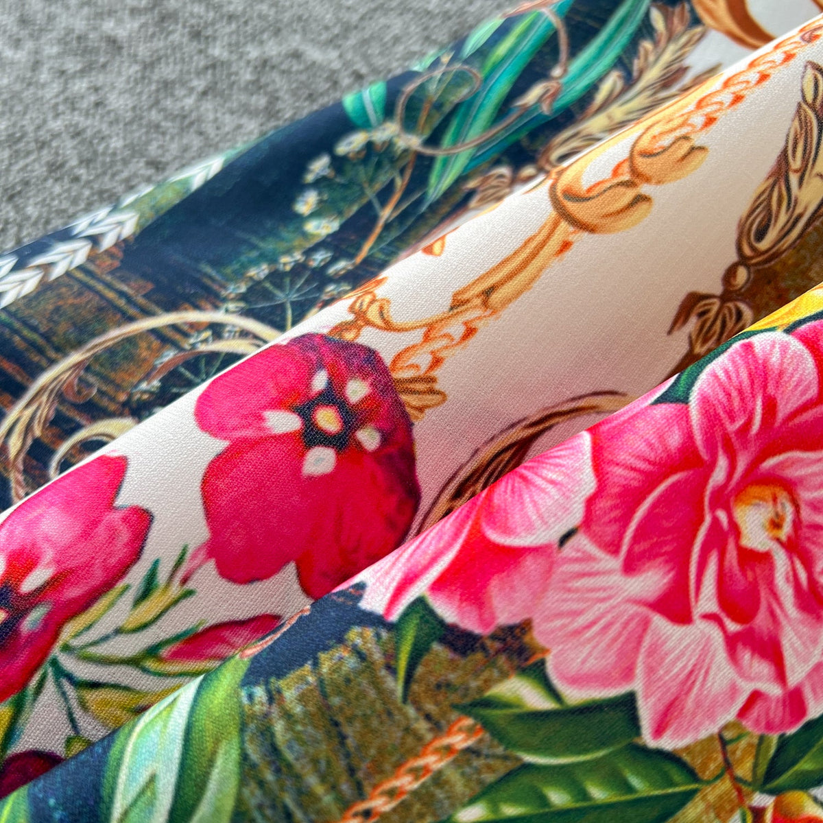 Courtly Floral Single-breasted Dress