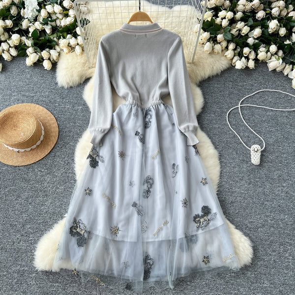 Fairy Embroidered Mesh Shirt Dress