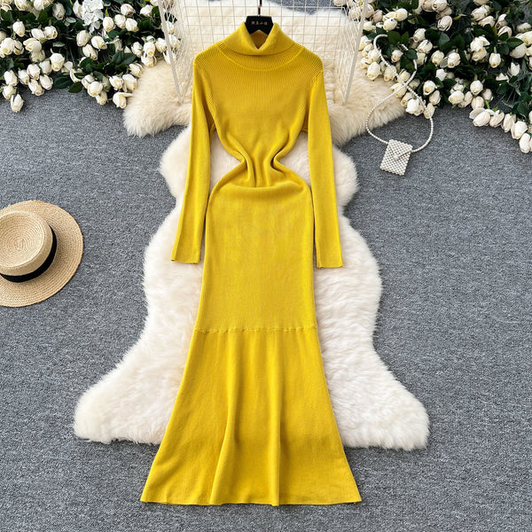Bodycon Solid Color Knitted Dress
