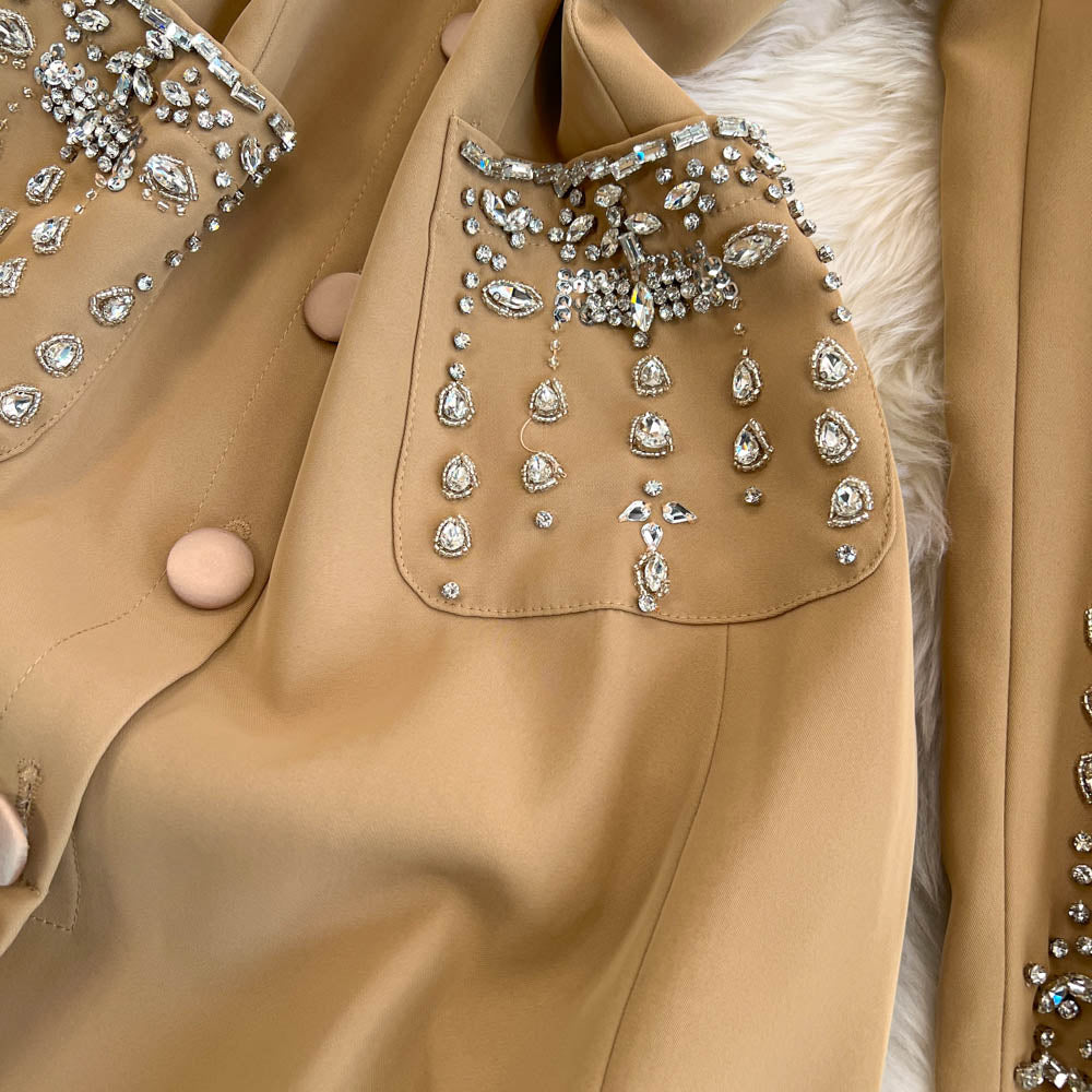 Suit Collar Beaded Fishtail Dress