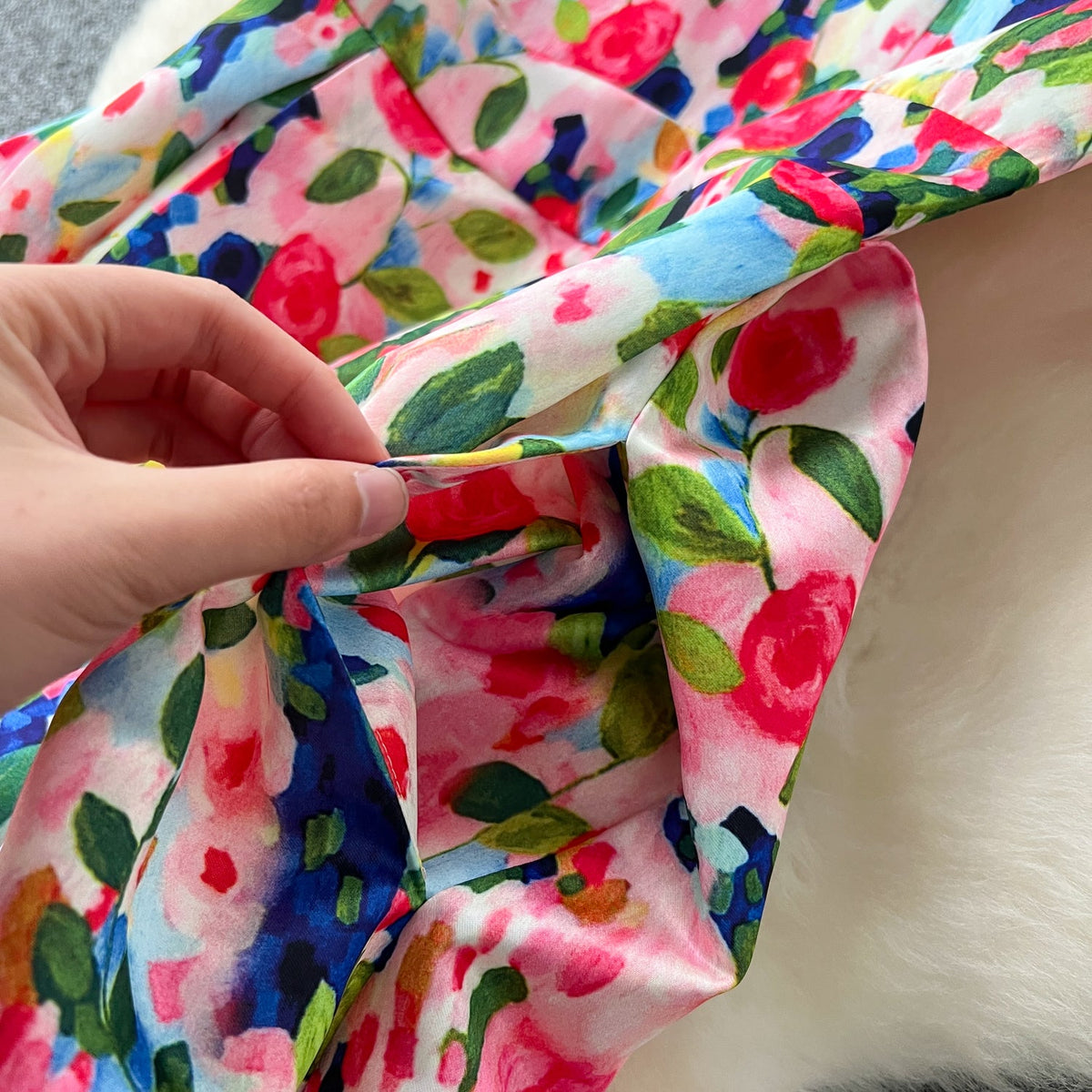 Colorful Floral Puffy Vest Dress