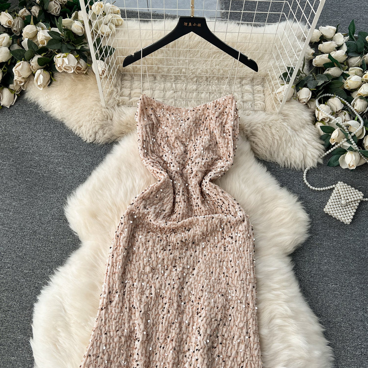 Party Sequined Fishtail Slip Dress