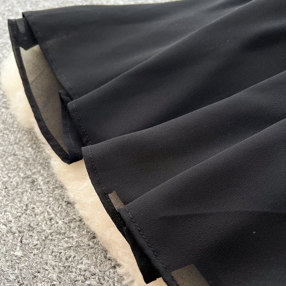 Elegant Metal Button Black Chiffon Dress