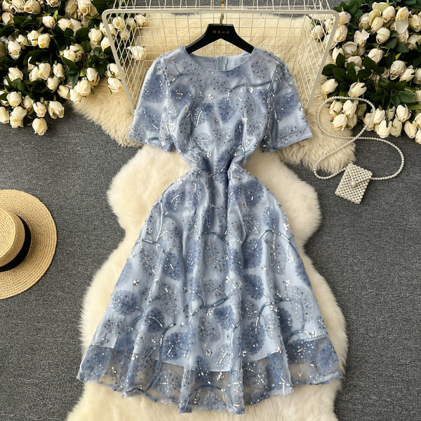 Niche Sequined Crew Neck Dress