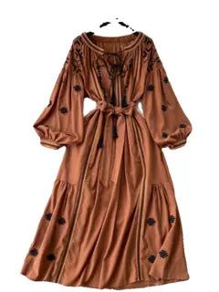Niche Flared Sleeve Embroidered Dress