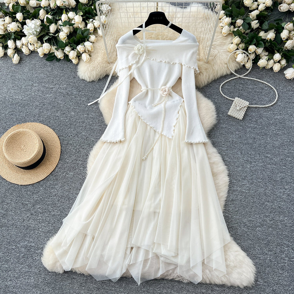 Irregular Design Patchwork Puffy Dress