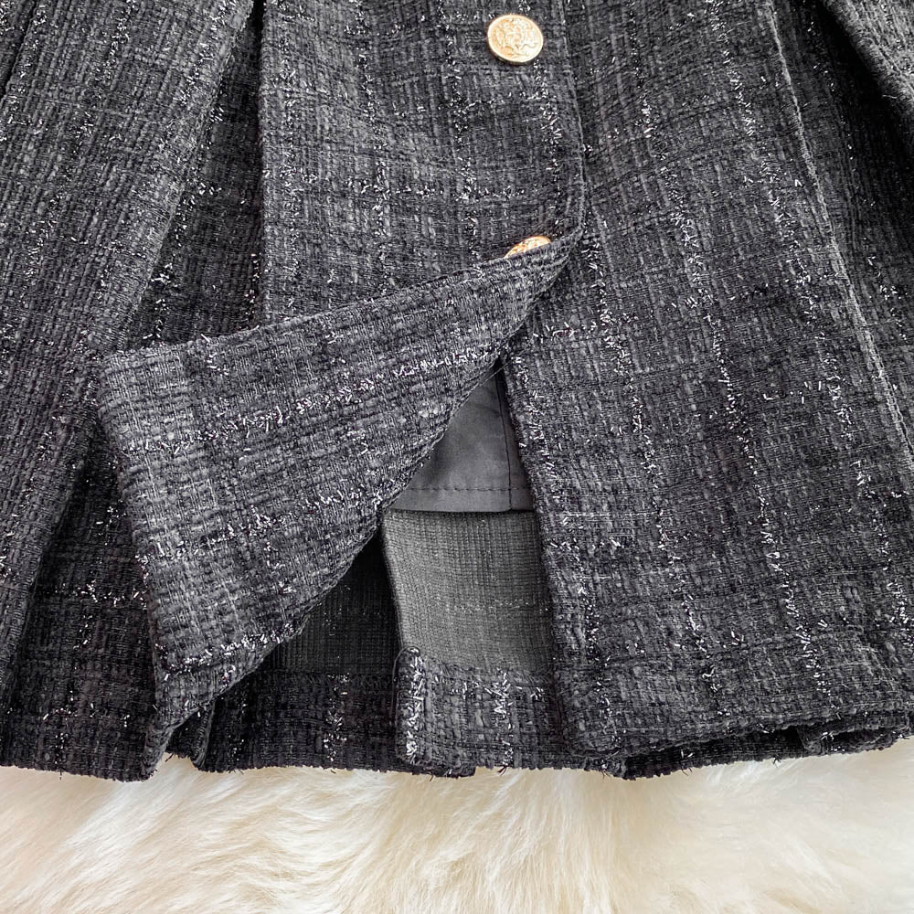 Color Blocking Tweed Shirt Dress