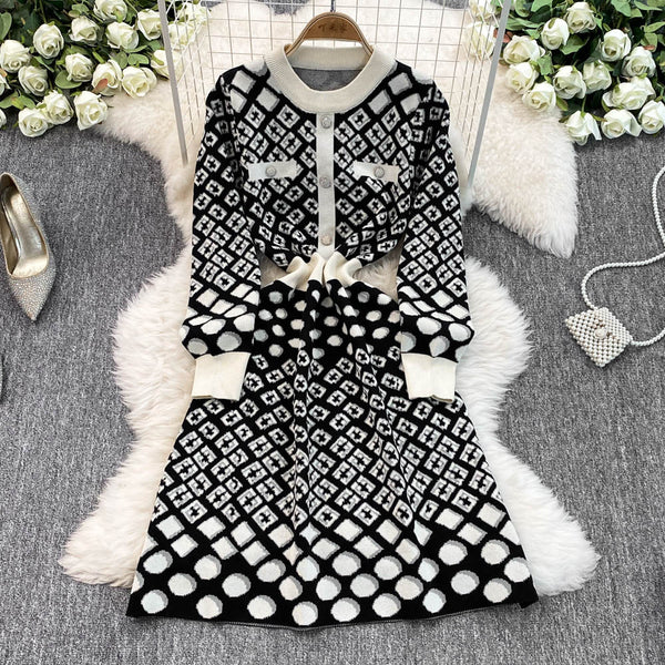 Fancy Knitted Waist-slimming Dress