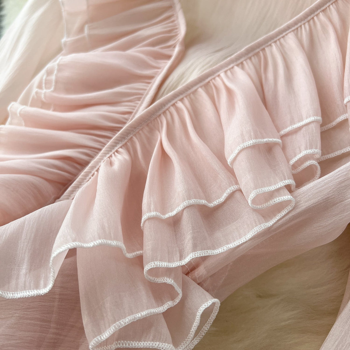 Fairy Pink Ruffled Chiffon Dress