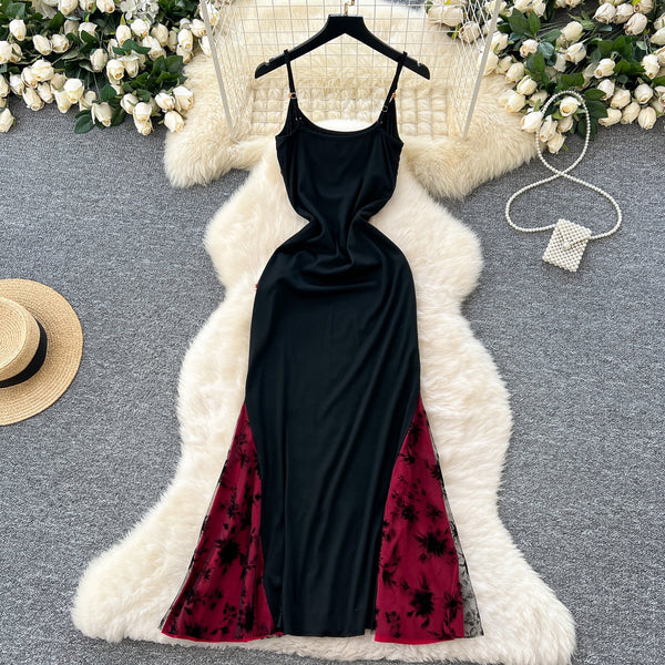 Vintage Fringed Patchwork Suede Dress