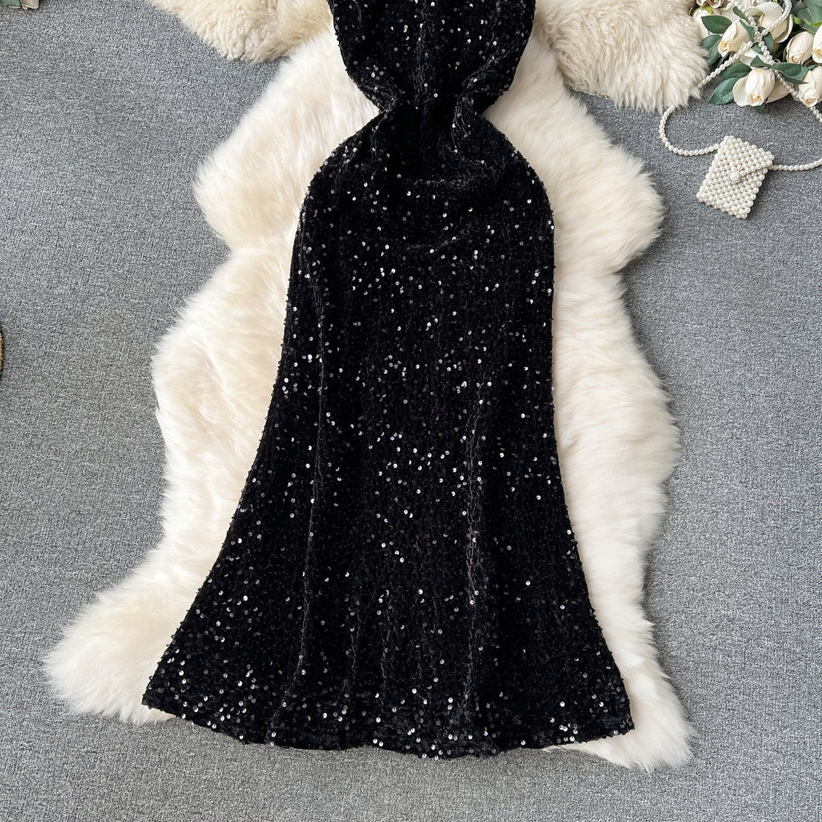 Party Sequined Fishtail Slip Dress