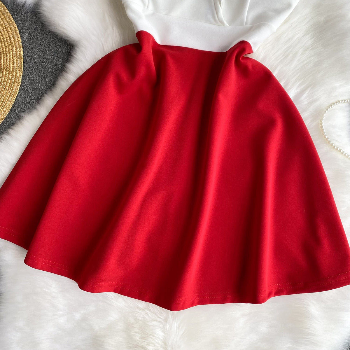 Navy Collar Color Blocking Dress
