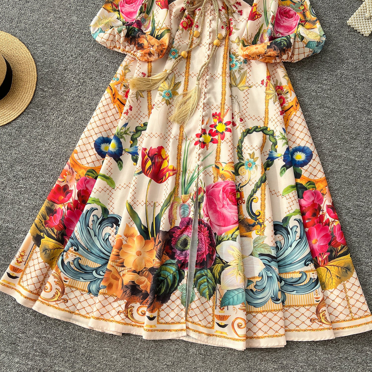 Courtly Mesh Patchwork Floral Dress