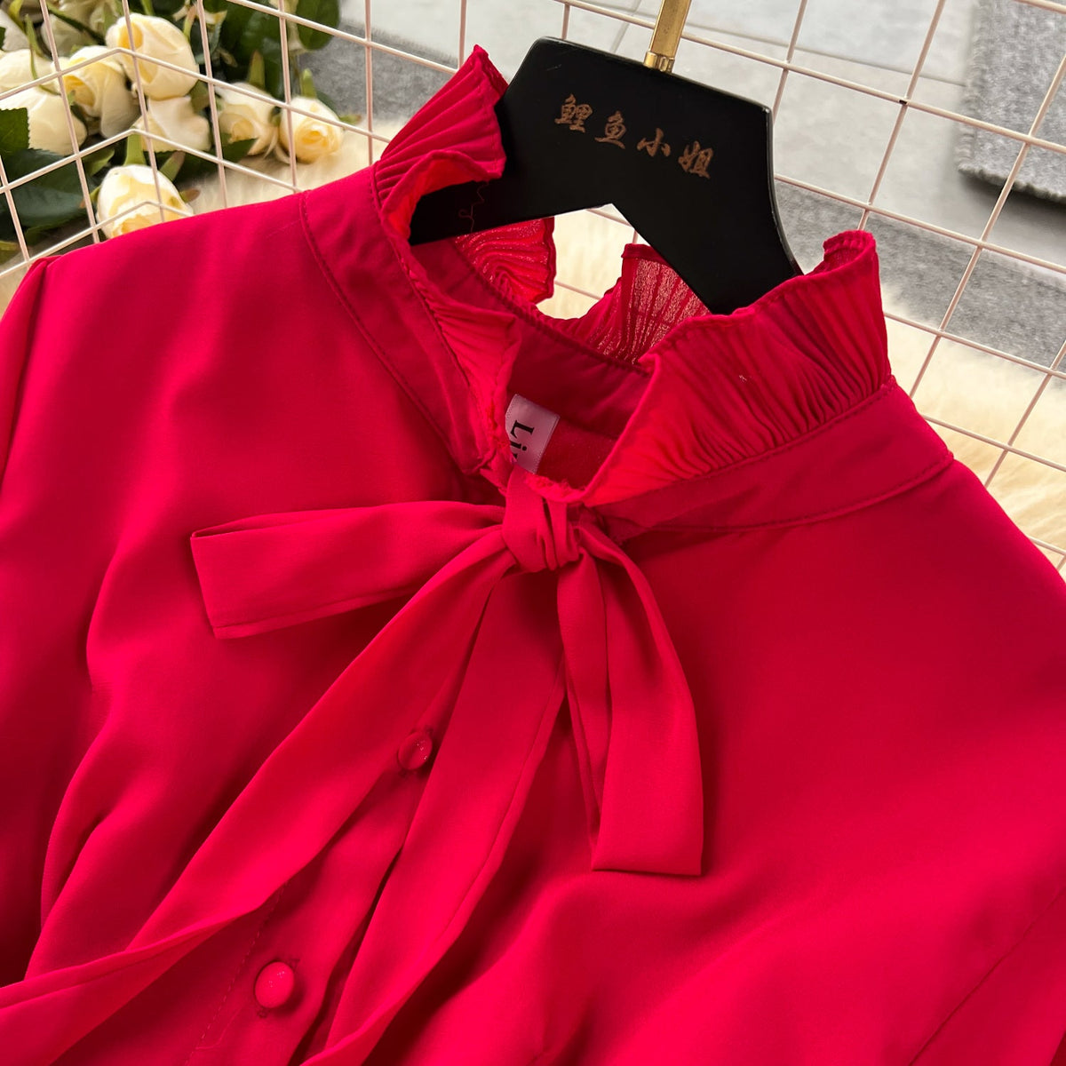 Solid Color Lace-up Shirt Dress