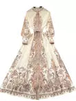 Courtly Floral Printed Draped Dress