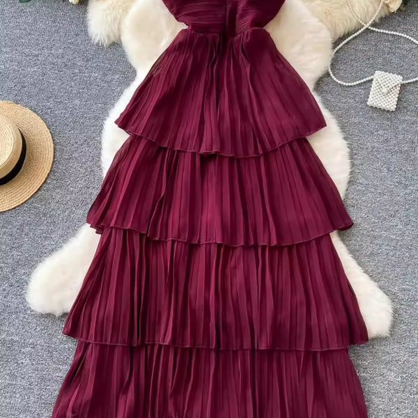 Off-shoulder Layered Cake Dress