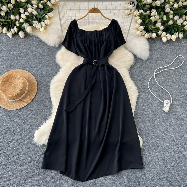 Square Collar Pleated Fairy Dress