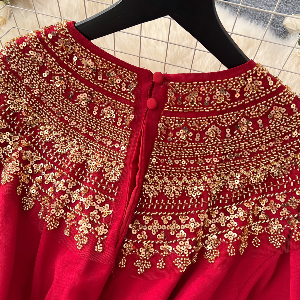 Premium Rhinestone Studded Pleated Dress