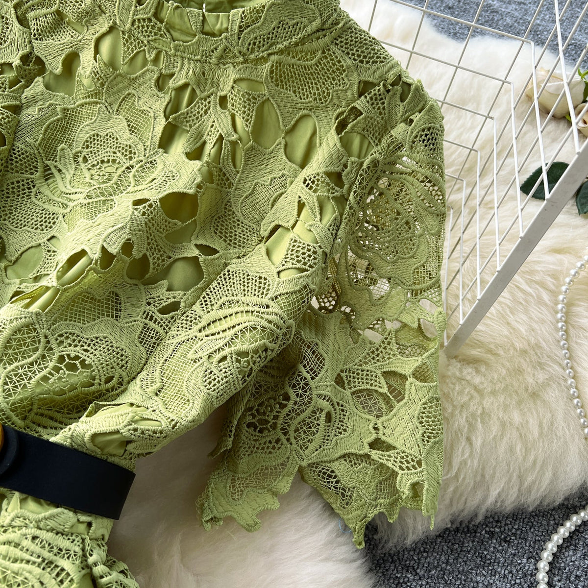 Vintage Hollowed Embroidery Lace Dress