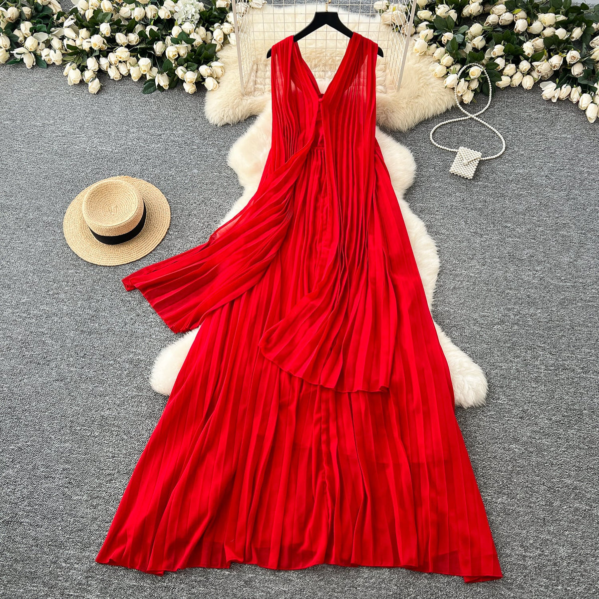 Solid Color Knotted Halter Dress