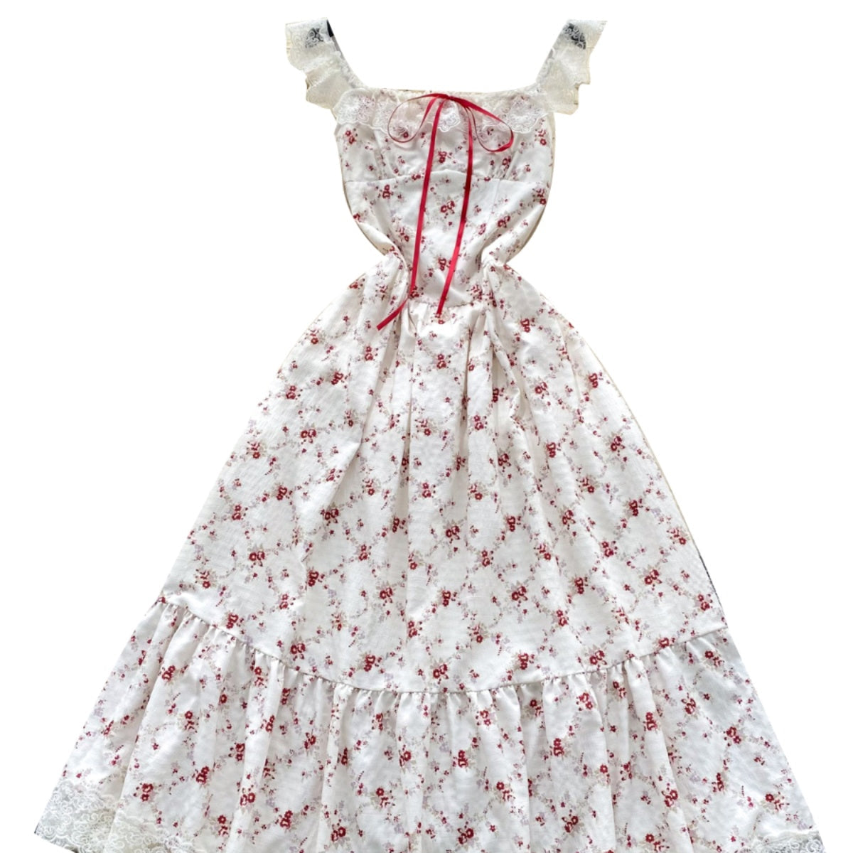 Sweetie Lace Trim Floral Dress