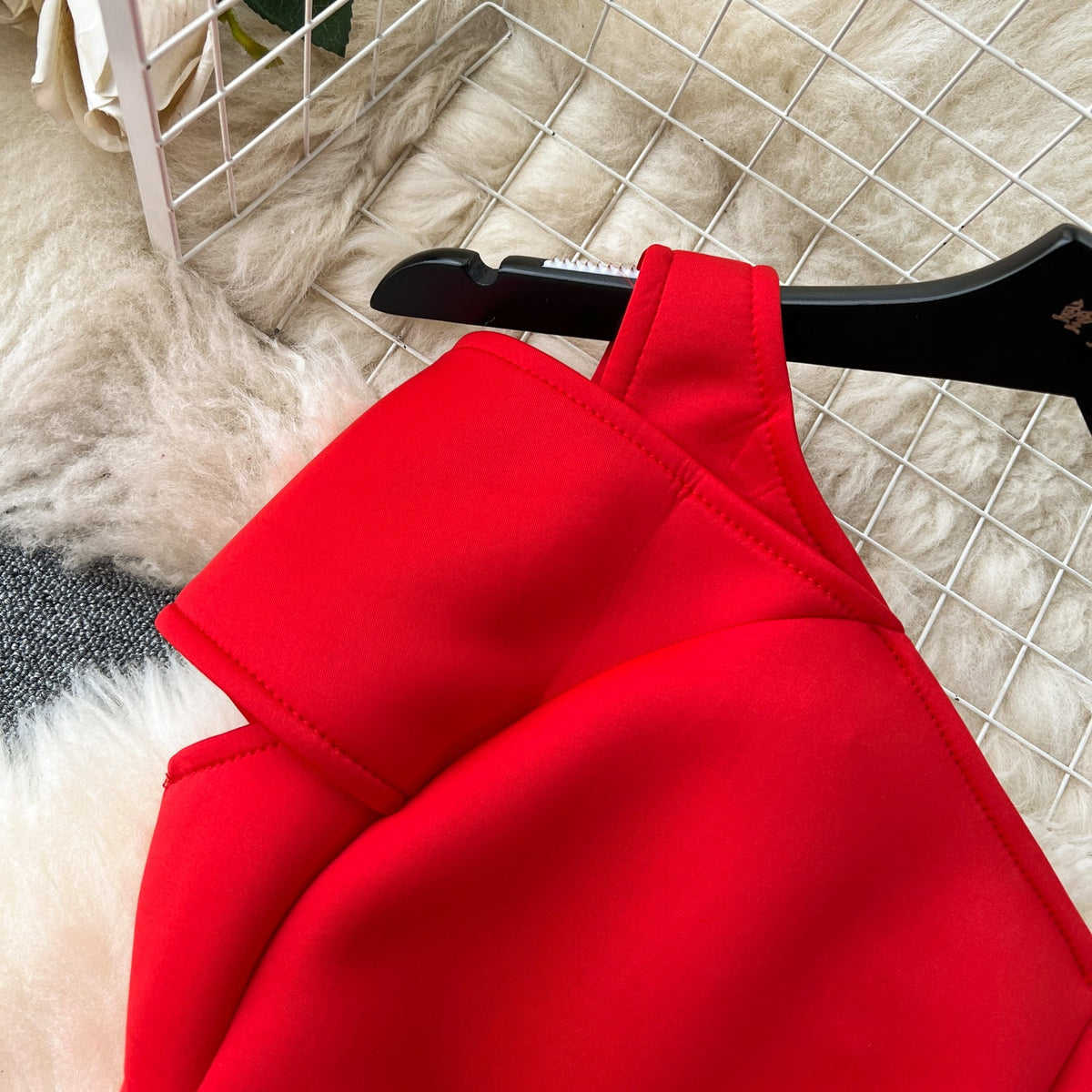 Slant Neckline Large Bow Dress