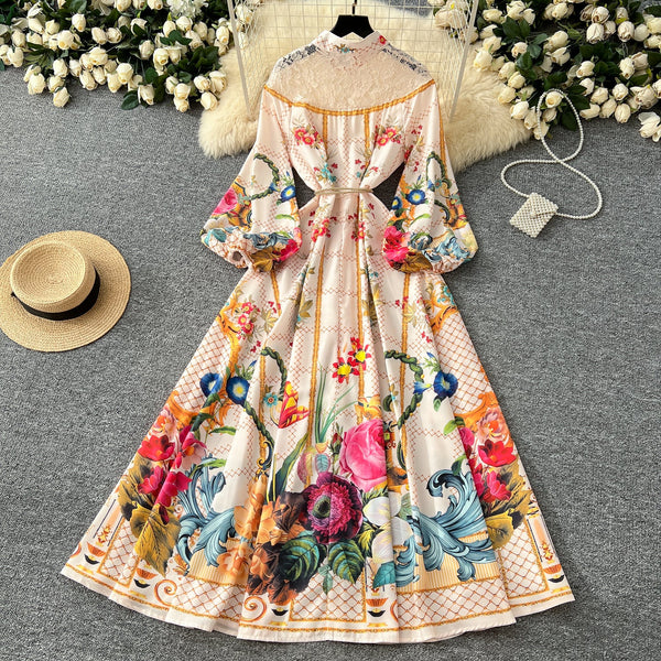 Courtly Mesh Patchwork Floral Dress