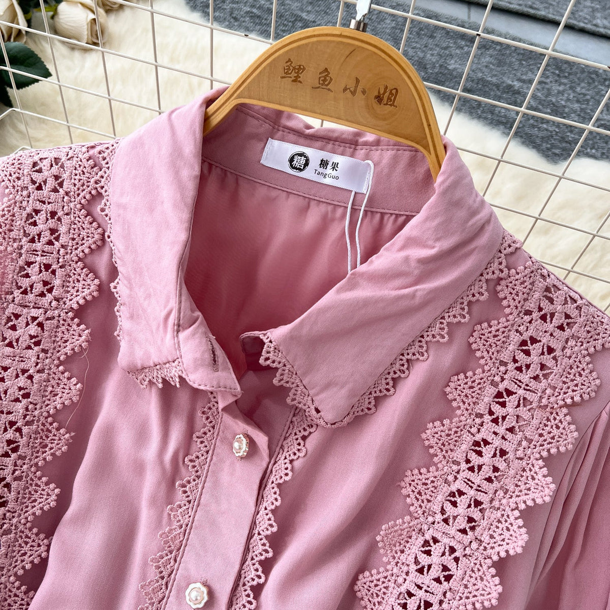 Elegant Lace Patchwork Shirt Dress