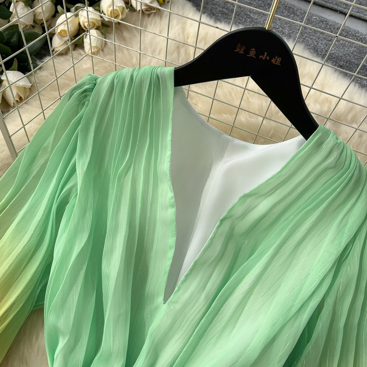 Gradient Color V-neck Fairy Dress