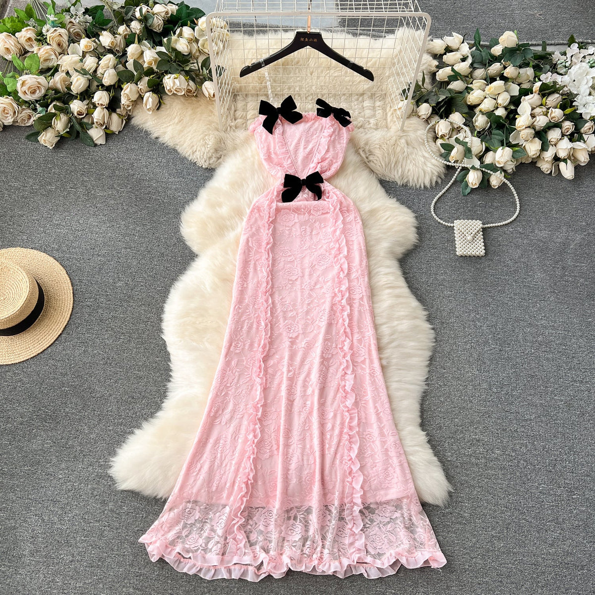 Sweetie Bow Patchwork Embroidered Dress