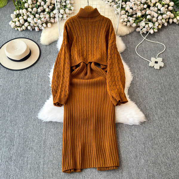 Twisted Sweater&Vest Dress 2Pcs