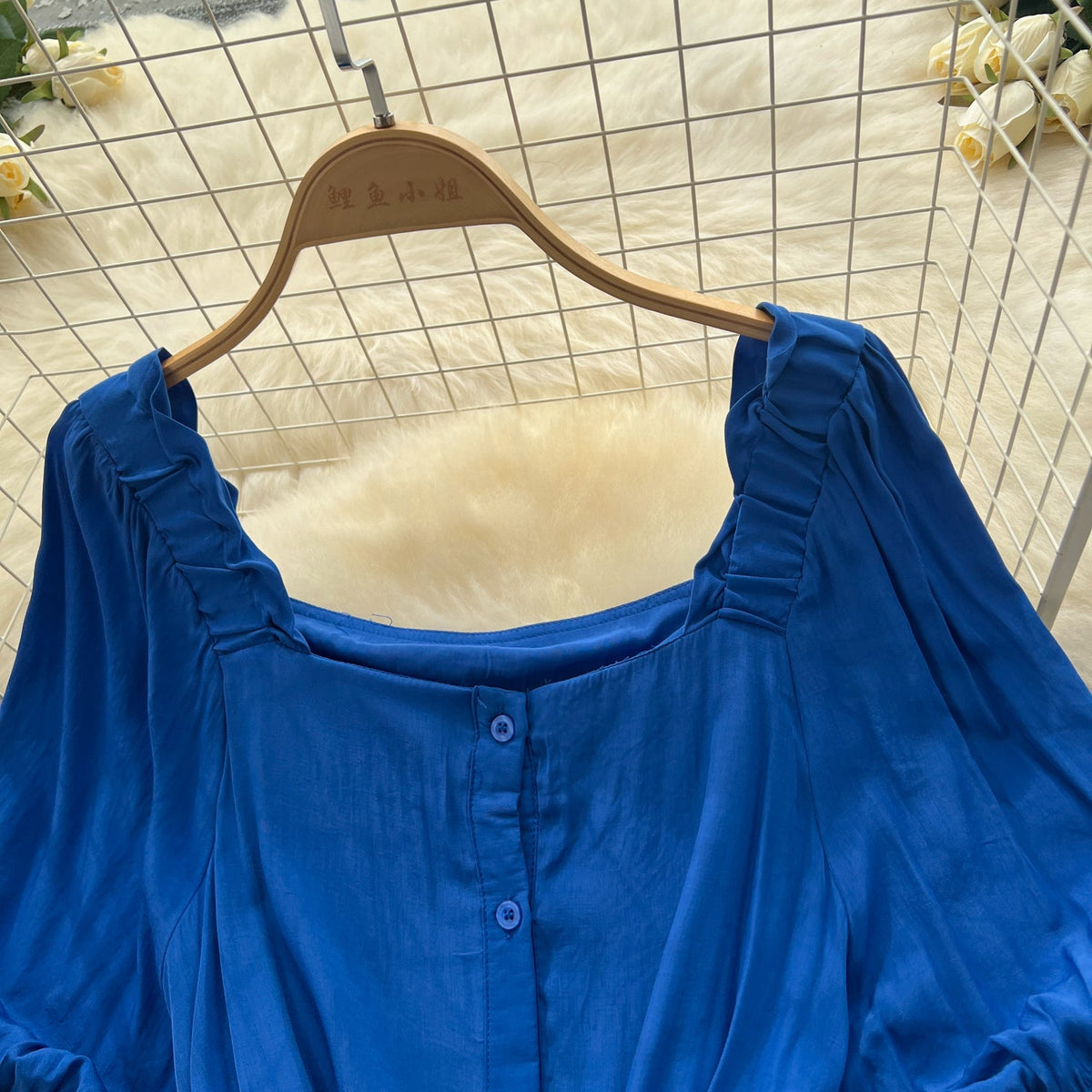 French Style Solid Color A-line Dress