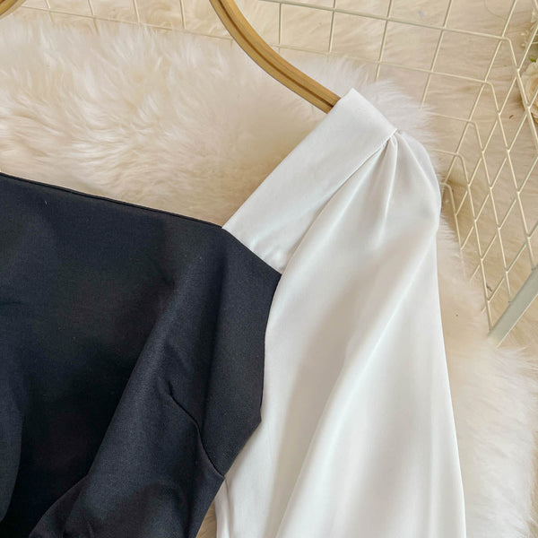 Color Blocking Patchwork Fishtail Dress