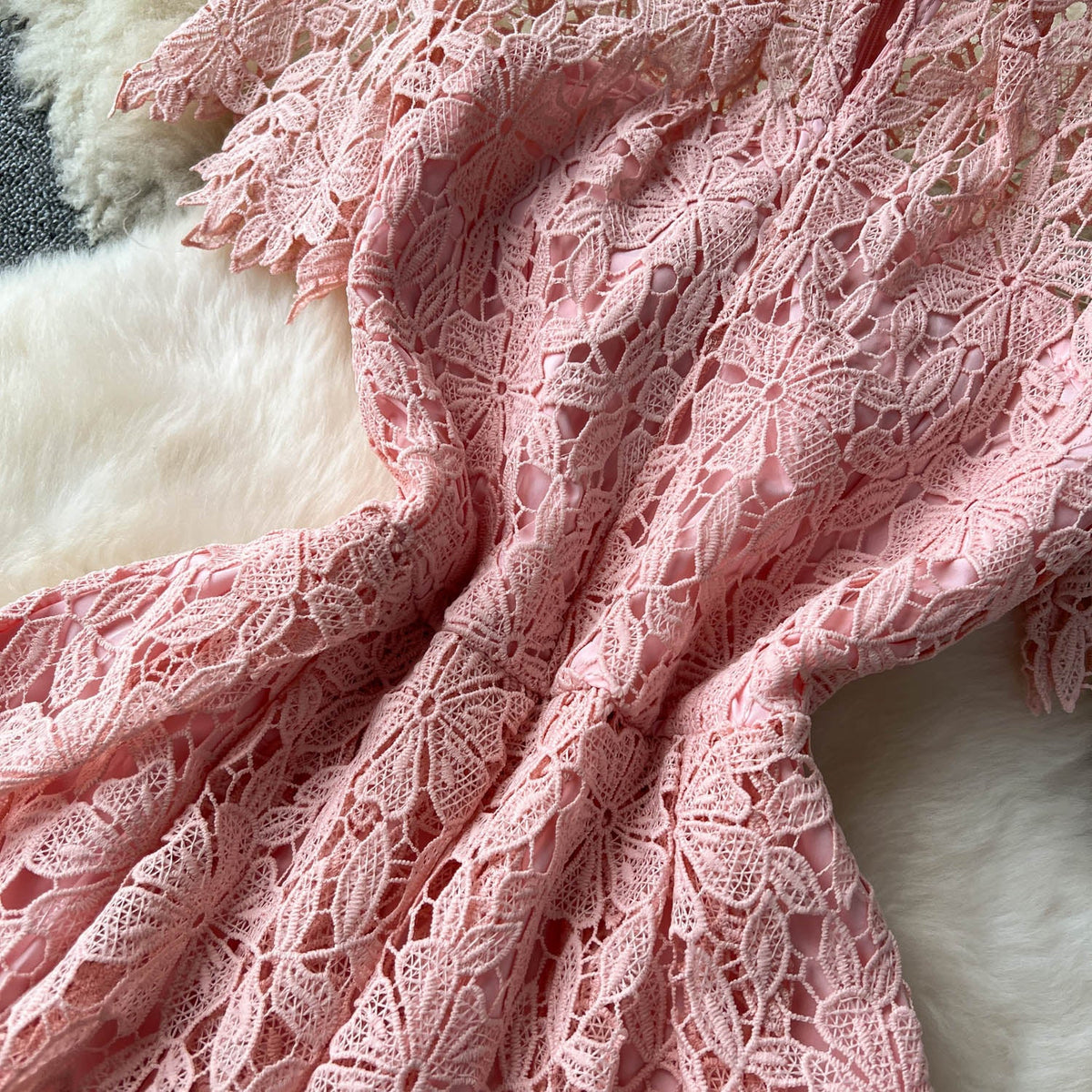 Retro Floral Crochet Lace Dress