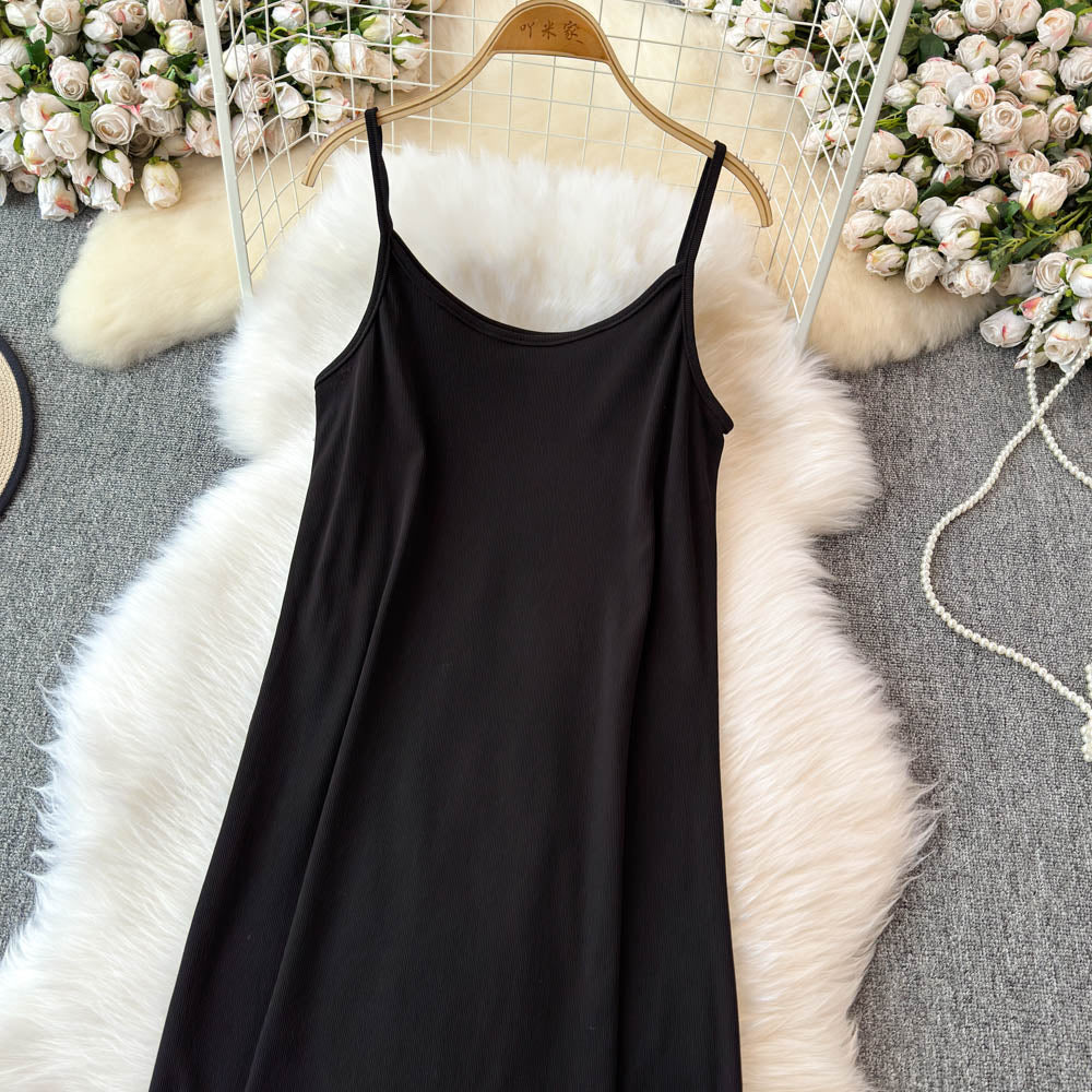 Hollowed Knitwear&Slip Dress 2Pcs