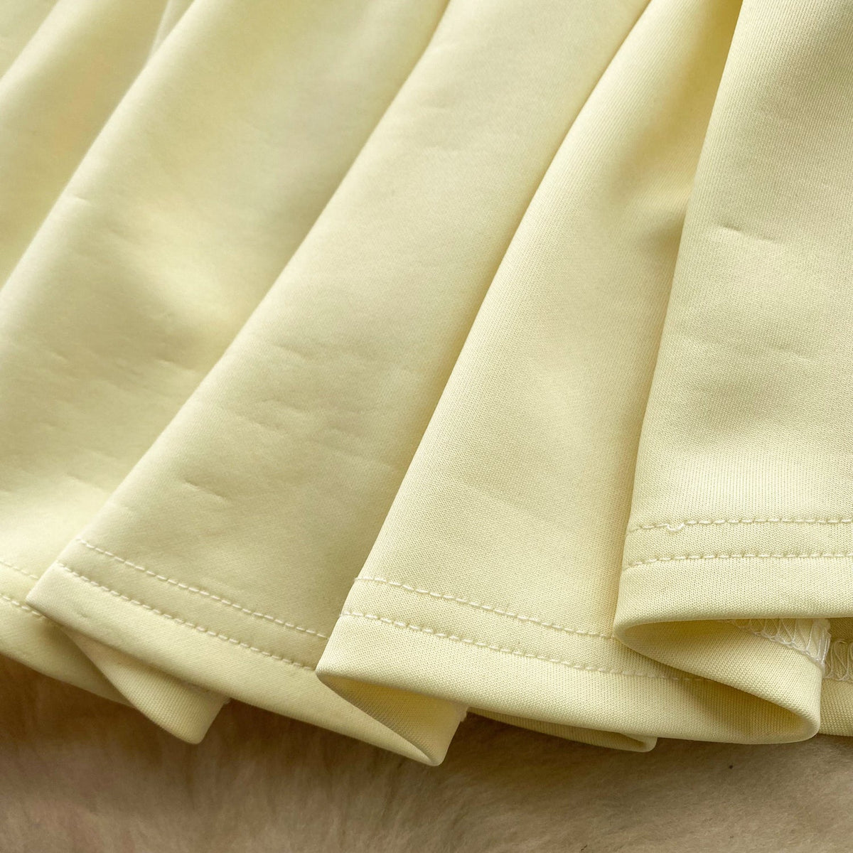 Creamy Color Pleated Slip Dress