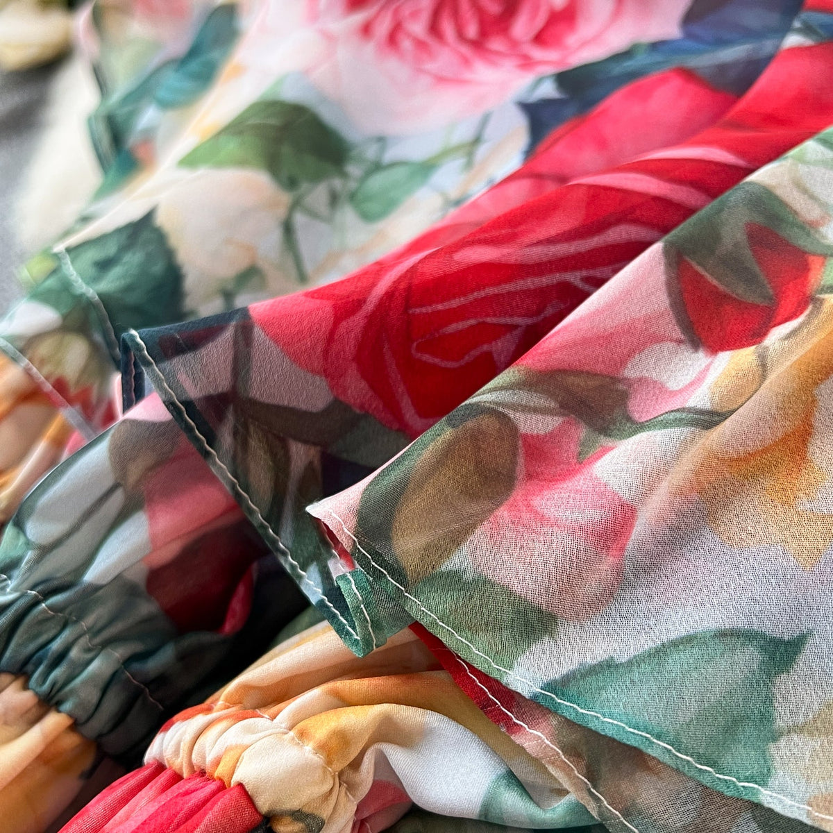 Fairy Ruffled Neckline Floral Dress
