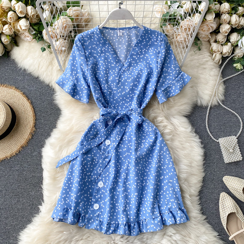 Cutie V-neck Polka Dot Printed Dress