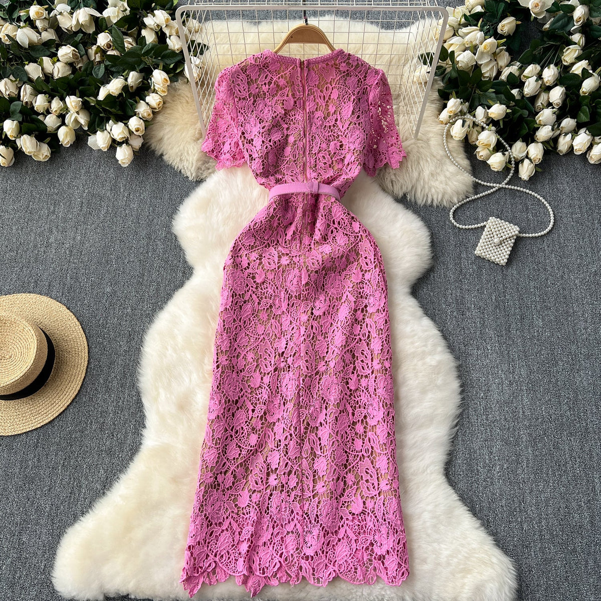 Elegant Delicate Embroidered Lace Dress