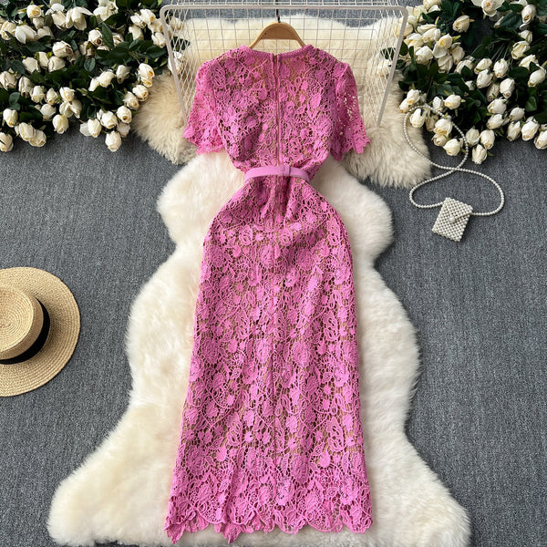 Elegant Delicate Embroidered Lace Dress