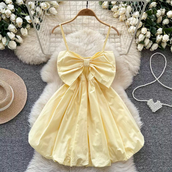Chic Large Bow Elastic Slip Dress