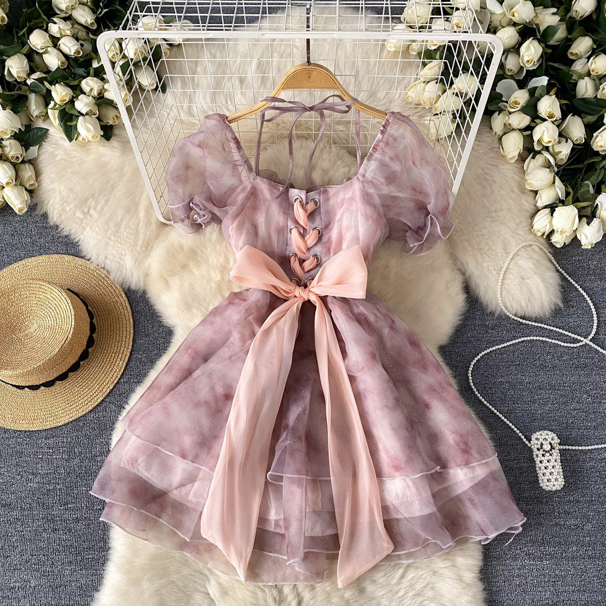 Fairy Tie-dye Puffy Mesh Dress
