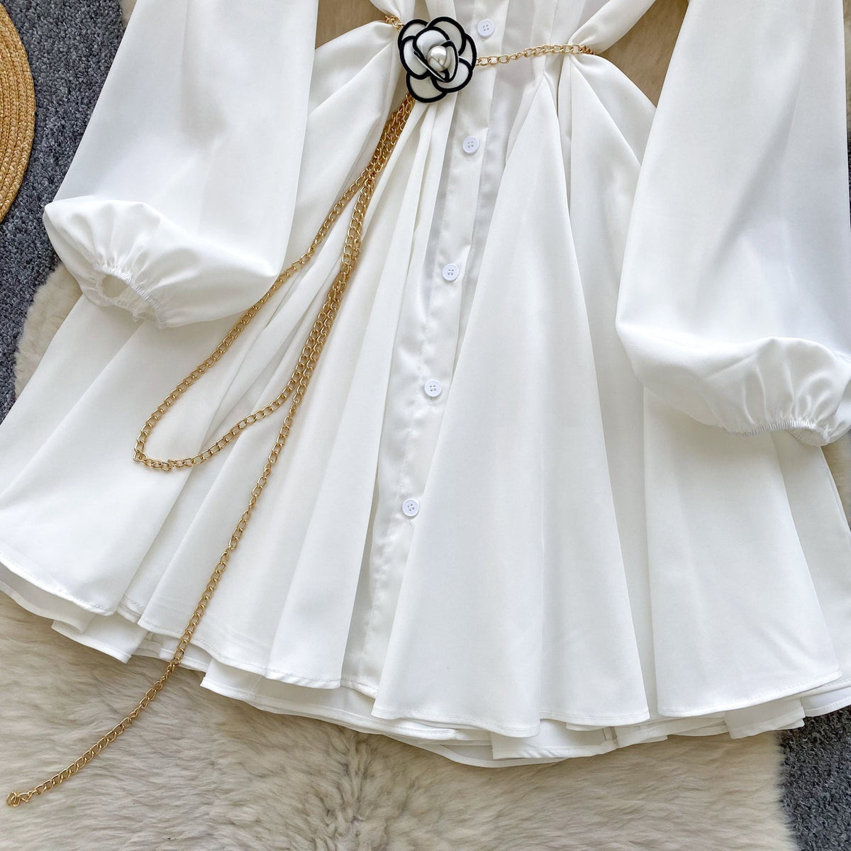 Korean Style Puffy Shirt Dress